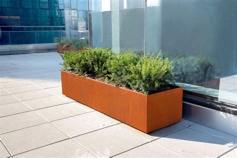 corten steel planter box|rectangular metal planter box.